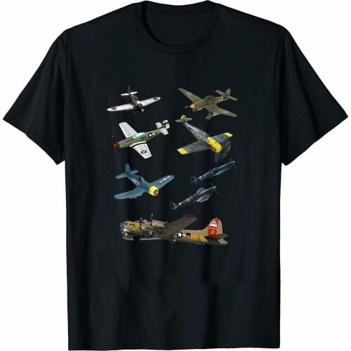 WW2 Planes Warbirds P51 Mustang Spitfire MesserschmittT-Shirt Cotton O-Neck Short Sleeve Mens T Shirt New Size S-3XL