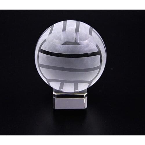 Athletic Sports Souvenir Crystal Ball Glass Sphere with Stand Miniature Ornament Ball Grounding Crystal Globe Paperweight
