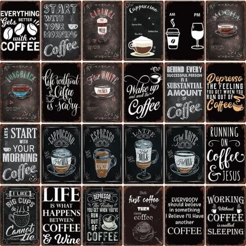 [ Kelly66 ] Life Better With Coffee Cappuccino Espresso Latte Metal Sign Home Decor Bar Wall Art Painting 20*30 CM Size LAT-03