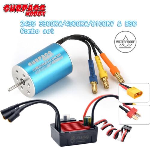 Surpass Hobby Waterproof 25A 35A ESC 2435 3300KV 4500KV 6100KV Brushless Motor for Tamiya Wltoys kyosho 1/18 1/16 RC Car Boat