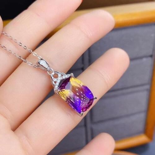 High Pure High Quality Natural and Real Luxury Ametrine pendant 925 sterling silver Necklace