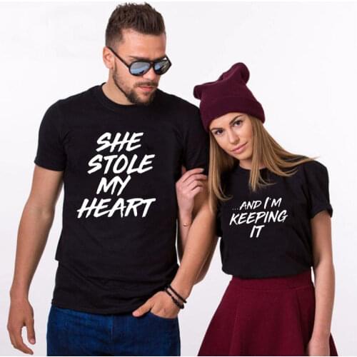She Stole My Heart ...And I'm Keeping It Short Sleeve T-Shirt Valentine Funny Couples T Shirt Matching Couple Outfist Clothing