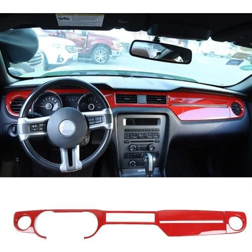 Fit for Ford Mustang 2010-2014 Red ABS Center Console Copilot Dashboard Panel Decorative Cover Trim Interior Car Accessories