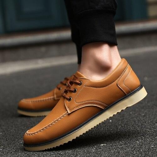 Young Mens pu leather casual shoes Fashion Breathable Sneakers zapatillas deportivas Student boys Hip hop RA-65