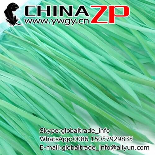 Manufacturer in CHINAZP Factory 10yards/lot Top Quality Aqua Green Stripped Goose Boits Feather Trims