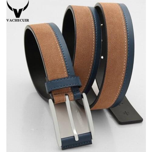 VACHECUIR 2017 Fashion Designer Military Equipment Mens Belts,Casual Suede Genuine Leather Strap Pin Buckle Men Hip Belt Q38