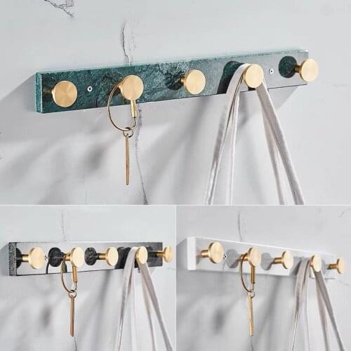 Light Luxury Marble Clothes Hook Wall Hanging Bathroom Punching Cloth Hanger Row Hook Creativity Robe Hook