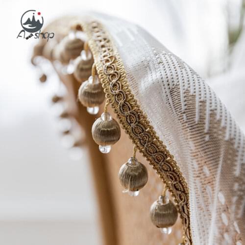 AS New Beaded Window Screen Nordic Simple Lace Yarn Wave Light Transmission Customization Curtain for Living Dining Room Bedroom