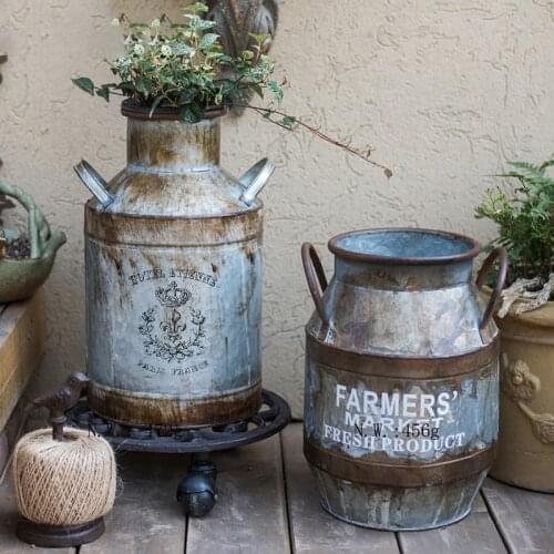 Farmhouse Handicraft Retro Vintage Antique Metal Flower Jug Vase