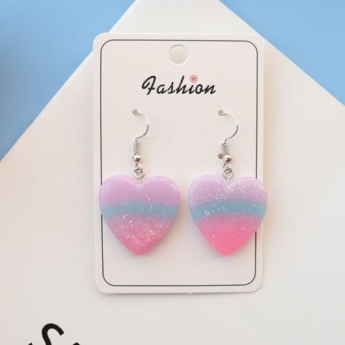 Resin Heart Shaped Drop Earrings For Women Girl DIY Handmade Korean Fashion Creative Unique Dangle Earrings Jewelry Accessaries
