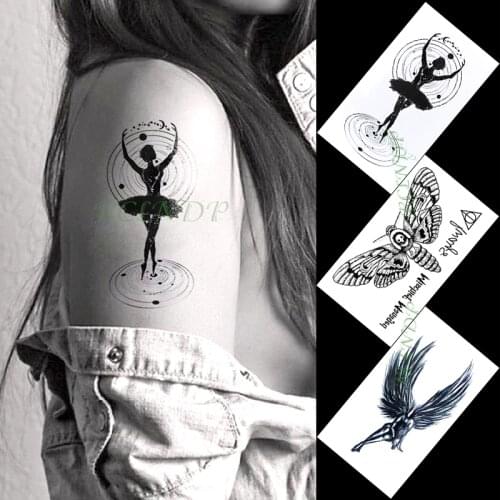 Waterproof Temporary Tattoo Sticker dancing girl butterfly letter angel wings small tatto flash tatoo fake tattoos for women men