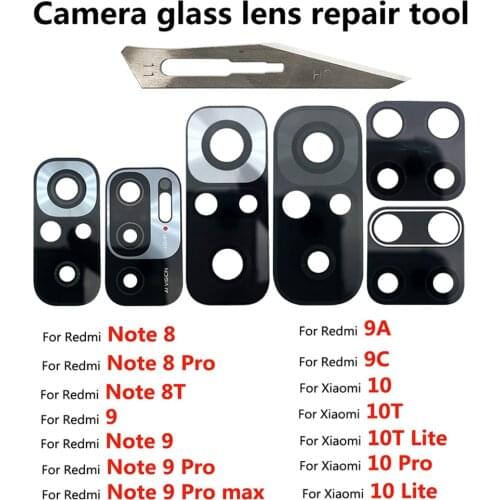 2Pcs Back Camera Glass Lens For Xiaomi Redmi Note 8 8T 9 9C 9S 10 10T Pro Max 10 Lite Rear Camera Curtain with Glue Replacement