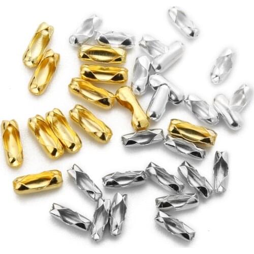 100pcs Diameter 1.5 2 2.4mm Ball Chain Connectors Clasps Gold/Silver Rhodium Metal Clasps Connectors For DIY Jewelry Making