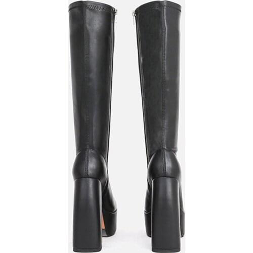 MUMANI Woman‘s Mid-Calf Boots Round Toe Square Heel Winter Leather Boots Genuine leather Fashion Ladies Shoes Stretch Boots