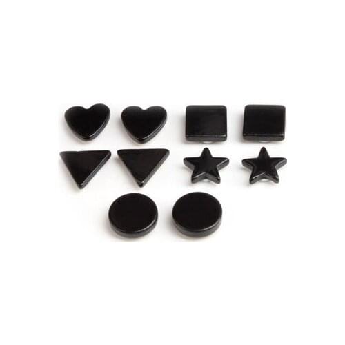 1 Pair Mens Black Magnetic magnet Earrings Ear STUD Triangle Star Square Heart Round without pierced ears unisex earring