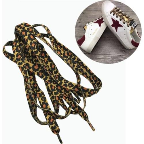 1 Pair Newest Classic Leopard Print Shoelaces Fashion Flat Laces Applicable to all kinds of shoes Leopard Print Shoestrings 1 P