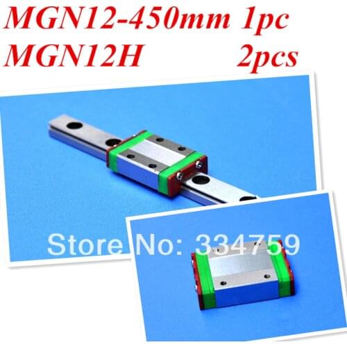 12mm miniature linear guide MGN12 L450mm linear rail with 2pcs MGN12H linear carriages block for CNC parts 3D printer