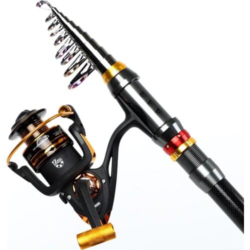 2021 rotary fishing rod, carbon telescopic fishing rod and reel assembly, stroke 1.8m, 2.1m, 2.4m, 2.7m, 3.0m, 3.3m, 3.6m