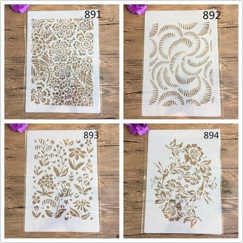 4pcs / set A4 Mandala Stencils Painting Coloring Embossing Scrapbook Album Decorative Template cake stencil paris Leaves