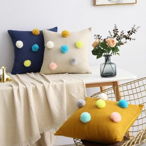45x45/50x30cm hair ball button pillowcase cushion cover decorative pillow case vevlet pillow cover
