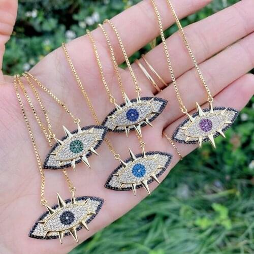 5PCS, Gold Color Evil Eye Necklaces Women With Crystal Cubic Zirconia Eye CZ Necklace Statement Jewelry