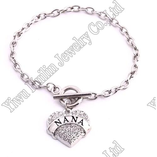 NANA Crystal Hearts Lobster Claw Bracelets Family Member Jewelry