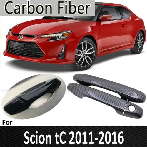 Black Carbon Fiber for Scion tC AT20 20 2011 2012 2013 2014 2015 2016 Door Handle Cover Sticker Decorations Car Accessories