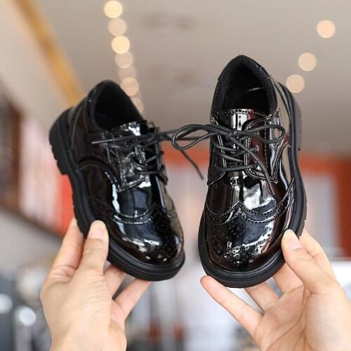 Childrens leather shoes high quality boys girls princess shoes autumn winter warm loafers lace-up soft sole kids flats shoes