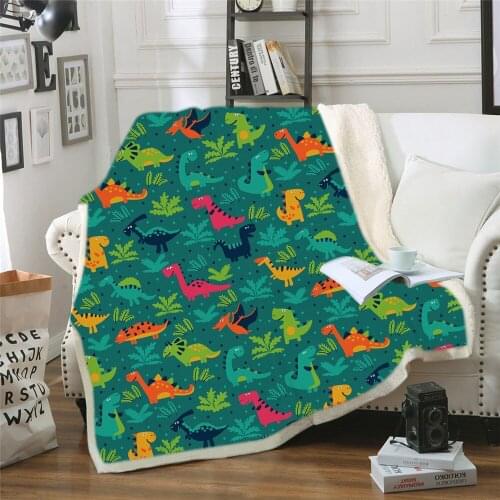 3D Dinosaur Blanket Cartoon Jurassic Park Sofa Throw Blanket for Kids Single Size Bed Linens Boys Gift Microfiber Fabic Blanket