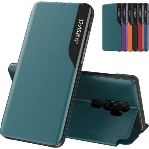 For OPPO A9 2020 Original Luxury Leather Smart View Window Flip Case For OPPO A5 A11 A11X Reno 2 Reno2 Official Magnetic Cases