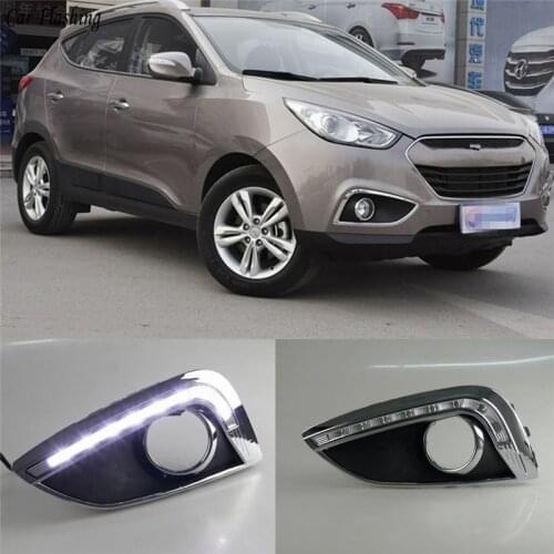 1 Pair Car LED DRL Daytime Running Lights headlight 12V Daylight For Hyundai IX35 2009 2010 2011 2012 2013 fog lamp cover