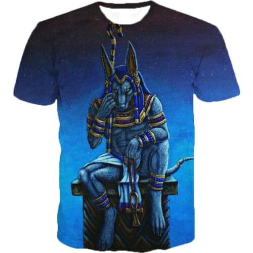 Pharaoh Anubis Unisex T-Shirt 3D Printed Mysterious Retro Style O-neck Short Sleeve Fashion Casual Oversized Tshirt Top Tee