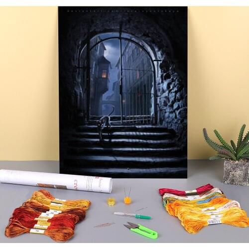 Woman Girl Printed Canvas 11CT Cross-Stitch Embroidery Set DMC Threads Knitting Craft Handiwork Needlework Jewelry Floss