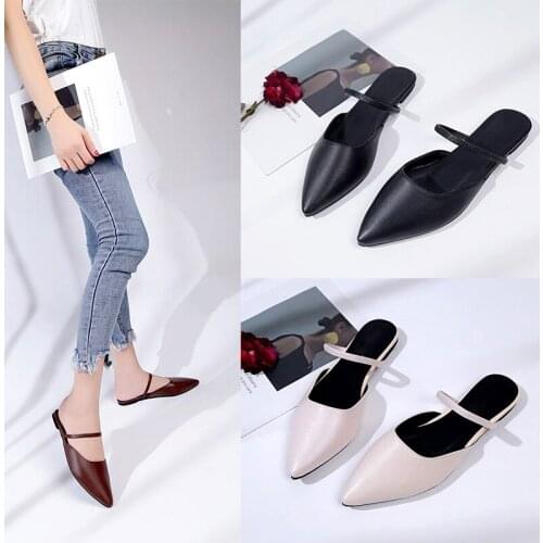 Korean Version of Fashionable Pointed Head Heel Comfortable and Versatile Womens Slippers Shoes Women Pink Heels
