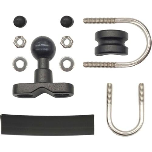 Motorcycle Handlebar Brake Clutch Control Base Rail Mount U Bolt Mounting Base with 1 Inch Rubber Ball Head for Go-pro Camera