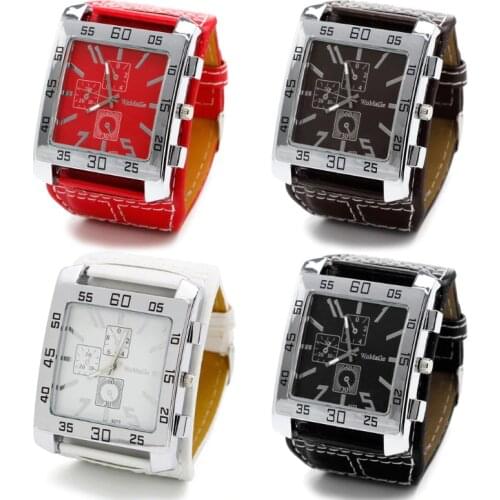 Quartz Watches Fashion Chic Leather Band Men Women Wrist Watch Square Dial