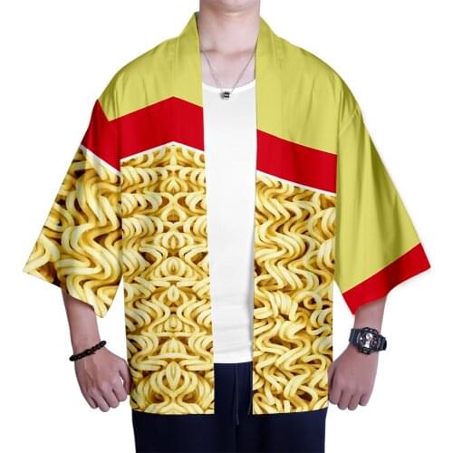 Fashion 3D Japanese Ramen Kimono T Shirts Men Women Tops Summer Harajuku Hip Hop Cardigan Casual Cool Boys Sun protection Shirt