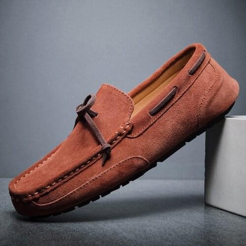 Men Loafers Soft Moccasins Summer Autumn Genuine Leather Cow Suede Shoes Men Flats Man Slip On Driving Shoes Fashion Mens Shoes