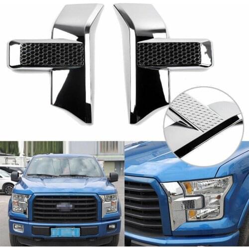 1 Pair Front Bumper Headlight Grille Chrome Cover Trim Car Chromium Styling for 2015 2016 2017 Ford F150 T