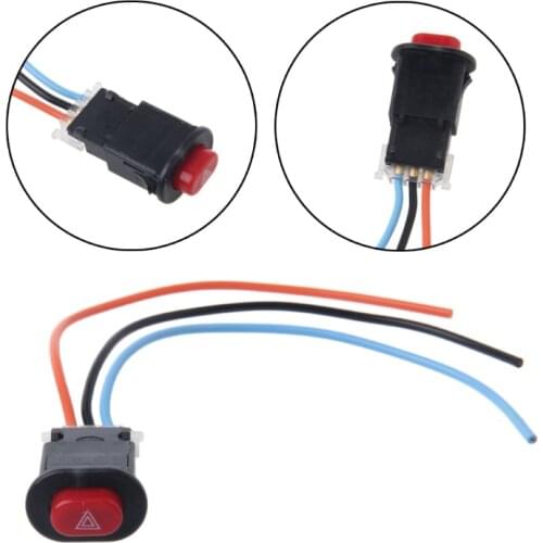 Motorcycle Hazard Light Switch Double Warning Flasher Emergency Signal w/3 Wires Lock