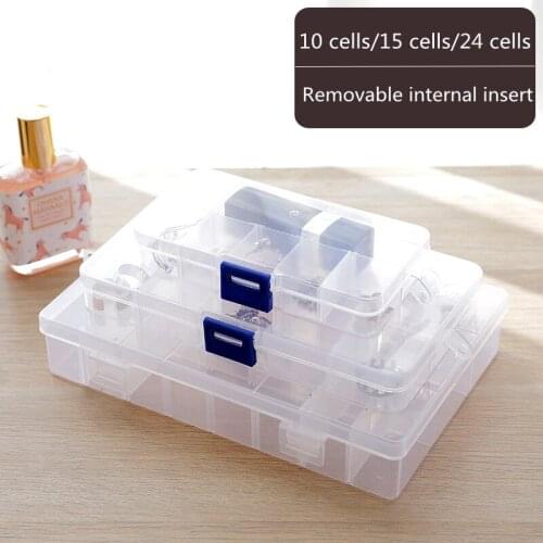 24 Slots Plastic Storage Jewelry Box Compartment Adjustable Container for Beads Earring Box for Jewelry Rectangle Box Case