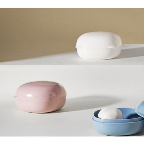 Portable Solid Color Soap Dish Home Travel Practical High Quality Drainage Plastic Soap Dish With Lid