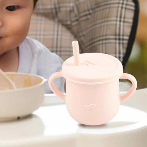 Water Cup Soft Leakproof Silicone Baby Straw Feeding Drinking Glass for Home