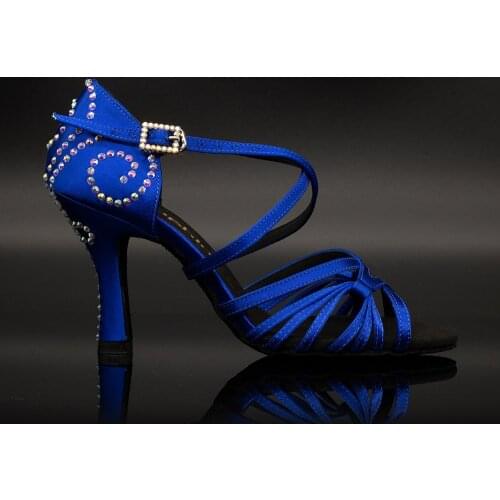 Latin-Dance-shoes Blue Satin Dance Shoes Salsa New Ladies Ballroom Latin Salsa Dance Shoes