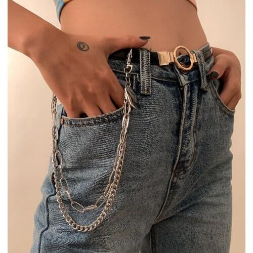 Gothic Punk Street Rock Pants Multilayer Metal Keychain Womens 2021 Trendy Fashion Jeans Keychains Accessories
