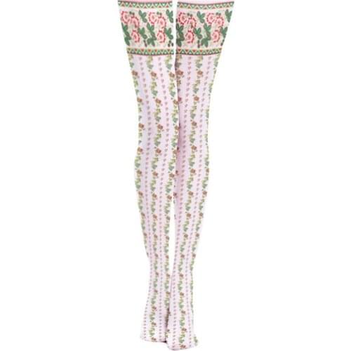 2017 Spring New Lace Vertical Stripes Printed Pantyhose