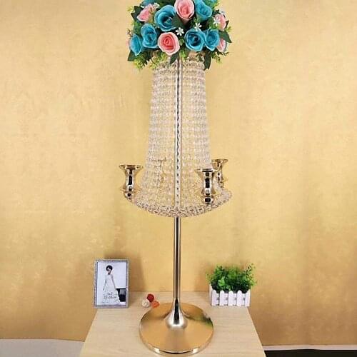 Tall 5 arms iron plating silver centerpiece/crystal candelabra/wedding column/silver pillar /andle holder senyu0781