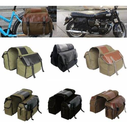 High Quality Motorbike Cycling Saddle Bag Motorcycle Rear Back Pack Saddlebags Equine Back Pack Canvas Luggage Vintage Bag