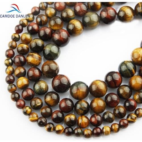 High quality mixed Color Tiger eye Natural Stone Beads 6 8 10 12mm DIY Charms Bracelet Necklace Beads For Jewelry Making