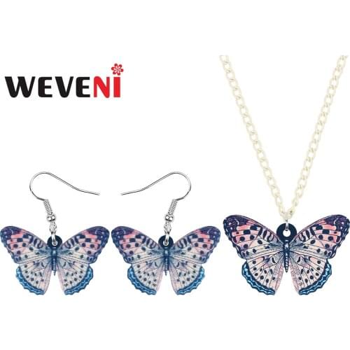WEVENI Acrylic Vanessa Brush-footed Butterfly Jewelry Sets Insect Animal Insect Necklace Earrings For Women Girls Gift Accessory